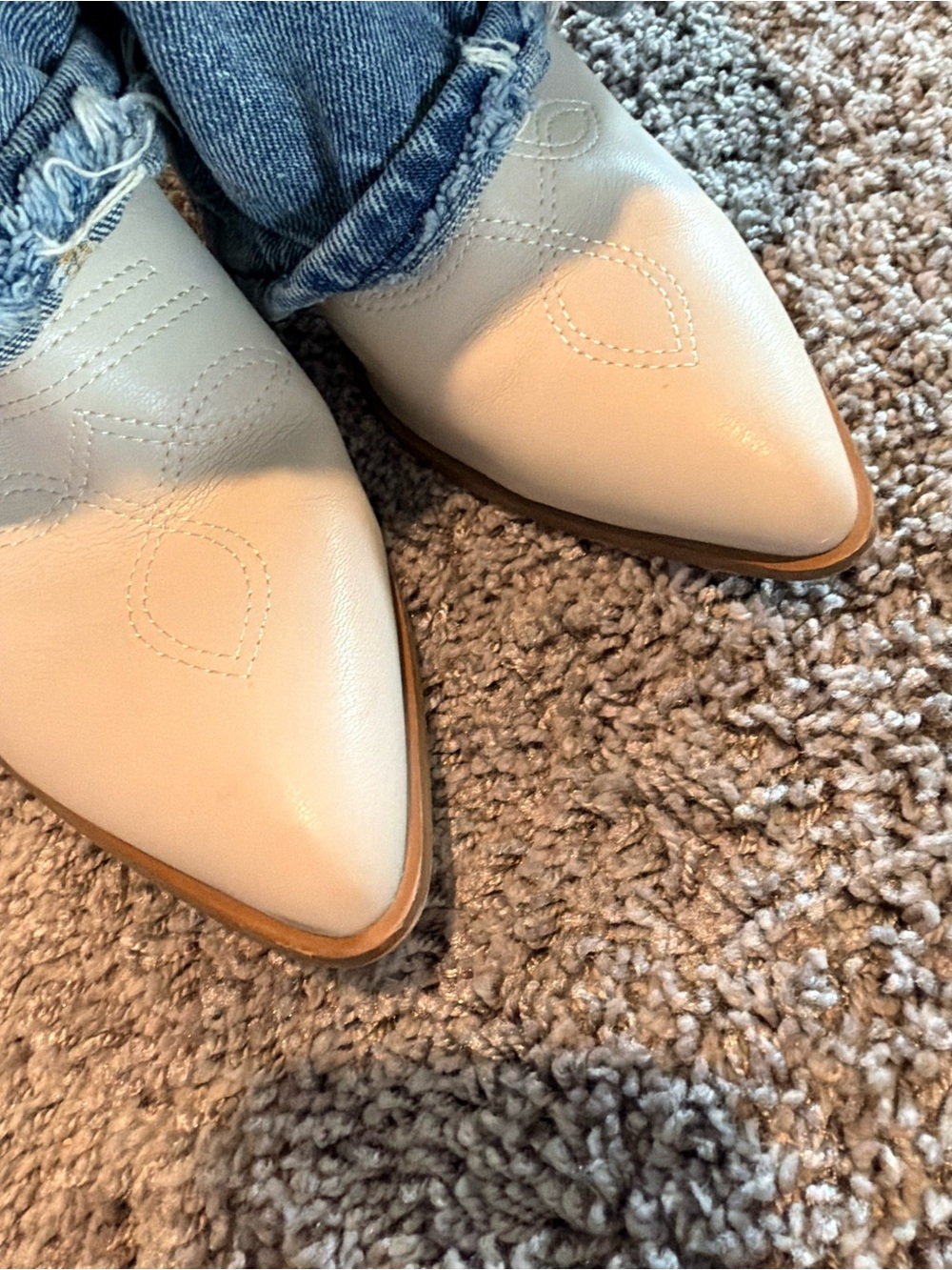 Steve Madden Denim & Cream Slouch Cowboy Boots - Picture 5 of 7